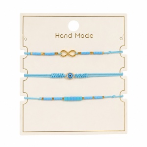 Set 12 Brățări Trio Handmade cu Ochi Protector și Infinit – 16 cm, Reglabile, Culori Diferite - Img 2