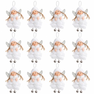Set 12 buc Ornament de brad figurina inger, blanita si voal, 11x6 cm - Img 2