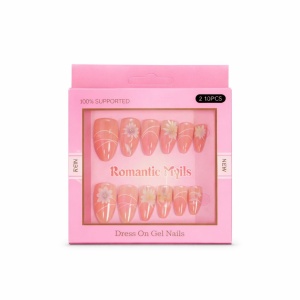 Set 12 perechi unghii false autoadezive tip Press On, cu design floral, culori pastelate - Img 2