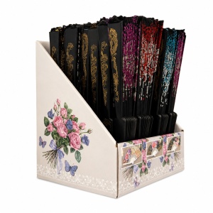 Set 24 Evantaie Decorative Pliabile cu Fluturi si Model Floral, 24 cm, Diverse Culori Elegante - Img 2