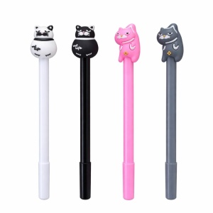 Set 48 pixuri cu gel și figurină pisică decorativă, model simpatic pentru copii, diverse culori