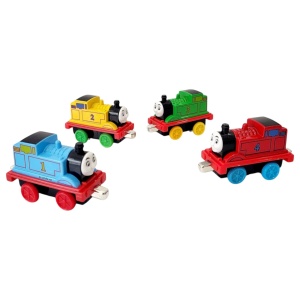 Set de 4 vagoane de tren cu magnet, din aliaj, multicolor, 25.5x10.5x5 cm - Img 3