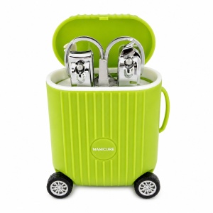 Set de Manichiură Profesional cu Husă Troller Verde – Kit Portabil pentru Îngrijirea Unghiilor