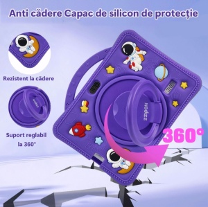 Tableta pentru copii 7 inch Android, 4GB RAM, 128GB, husa silicon, camera dubla, mov - Img 3