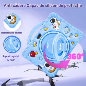 Tableta pentru copii 7 inch Android, 4GB RAM, 128GB, husa silicon, camera dubla, albastru - Img 3