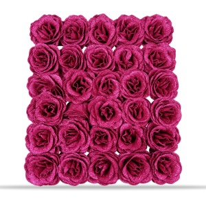 Trandafiri artificiali cu sclipici, set 30 de bucăți, plastic, roz închis, 8cm - Img 2