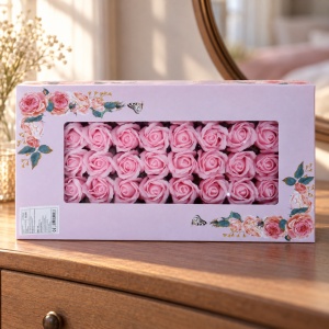 Trandafiri decorativi din săpun, set 50 de bucăți, roz pal închis, 5 cm - Img 3