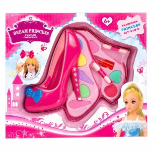 Trusă de Machiaj pentru Copii Dream Princess, 10cm – Set Machiaj în Formă de Pantof, Farduri și Accesorii