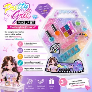 Trusă pentru Copii Pretty Girl Make Up Set cu Farduri, Oje, Sclipici și Accesorii pentru Unghii - Img 2