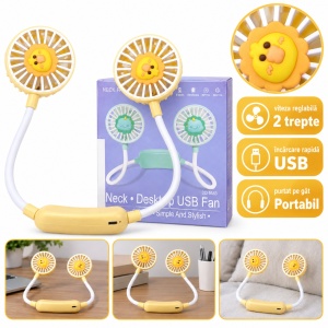 Ventilator de gât portabil, 2 trepte de viteză, încărcare USB, model DD 5583