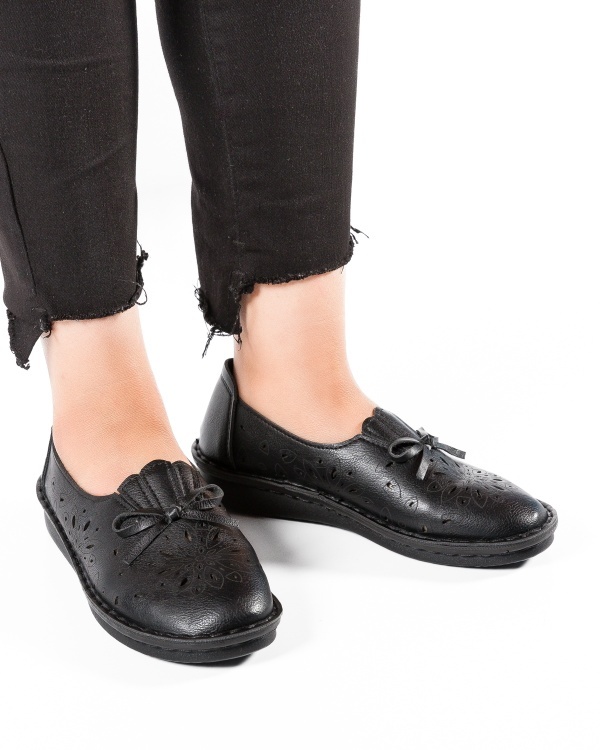 Pantofi dama casual Negri din Piele Ecologica Dzz - Img 2