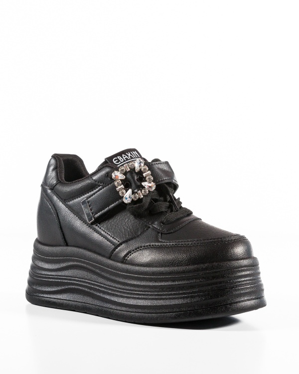 Sneakers dama cu platforma Negri din Piele Ecologica Pcci - Img 5