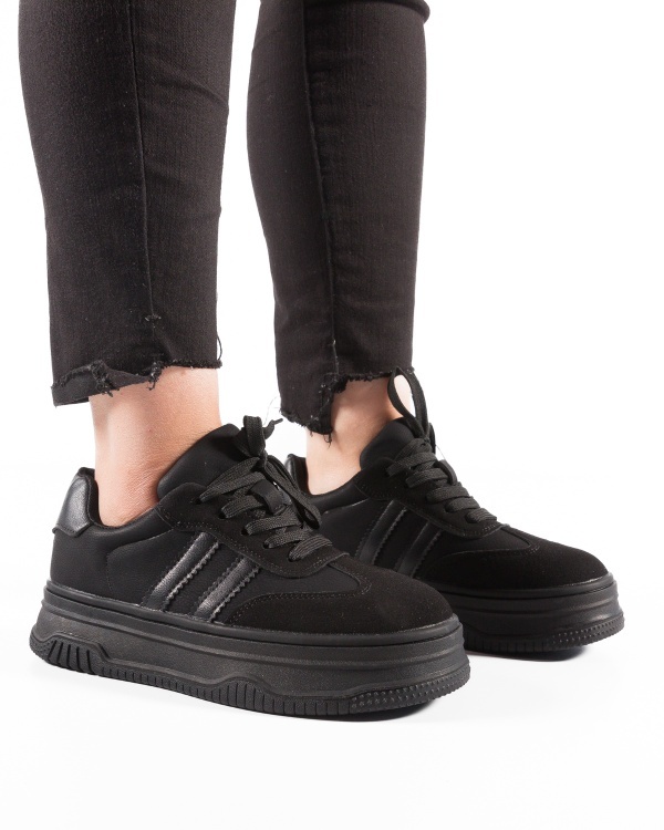 Sneakers dama cu platforma Negri din Piele Ecologica Tza - Img 2