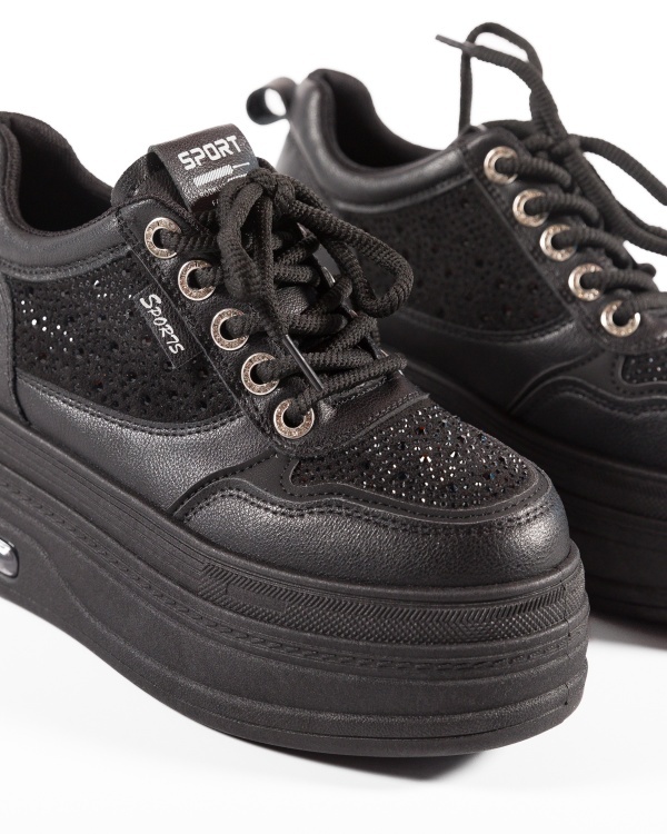 Sneakers dama Negri cu platforma din Piele Ecologica Pio - Img 6