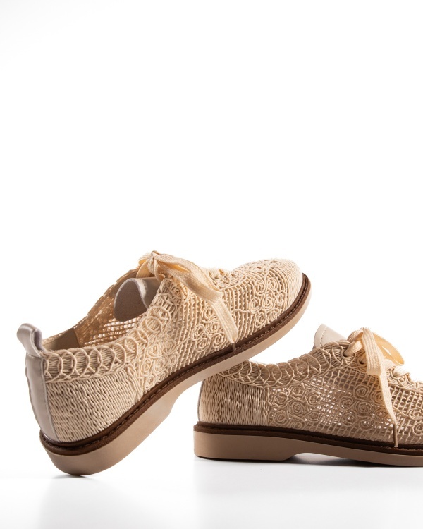 Pantofi dama Bej din Material texil dantelat Ecologic Van - Img 4