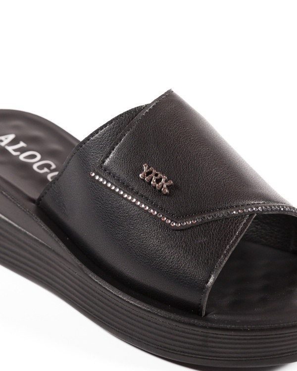 Papuci dama cu platforma Negri din Piele Ecologica Zulu - Img 6