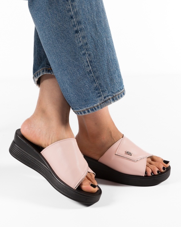 Papuci dama cu platforma Roz din Piele Ecologica Zulu - Img 4