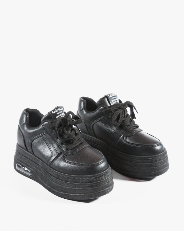 Sneakers dama cu platforma Negri din Piele Ecologica Pac - Img 5