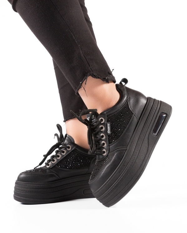 Sneakers dama Negri cu platforma din Piele Ecologica Pio - Img 3