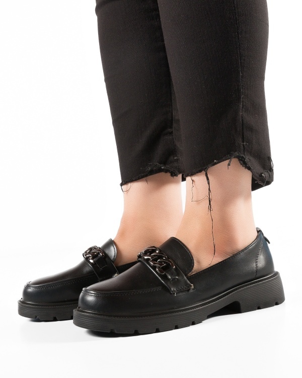 Pantofi dama casual Negri din Piele Ecologica Qina - Img 5