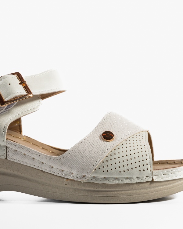 Sandale dama cu platforma Albe din Piele Ecologica Zugy - Img 6