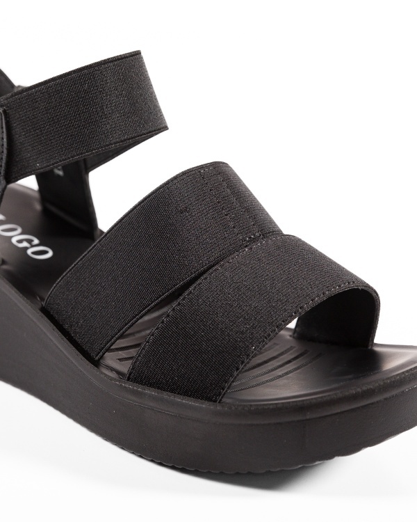 Sandale dama cu platforma Negre din Material elastic - Img 6
