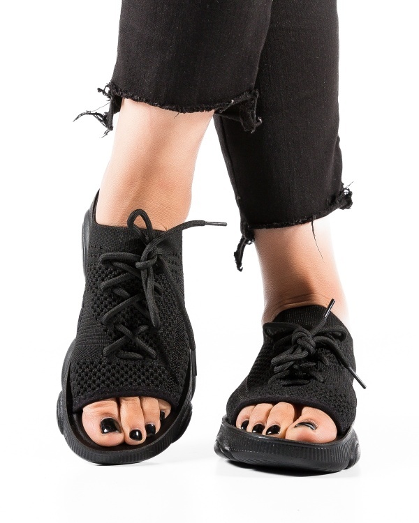 Sandale dama Negre din material textil UUOIU - Img 3
