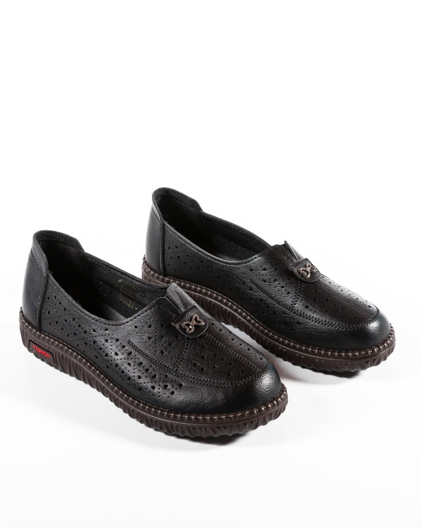 Pantofi dama casual Negri din Piele Ecologica Dzan - Img 5