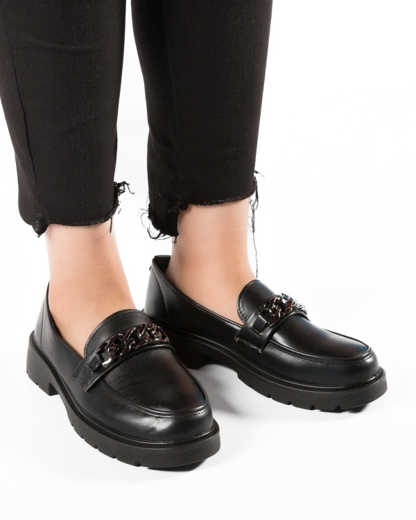 Pantofi dama casual Negri din Piele Ecologica Qina - Img 2