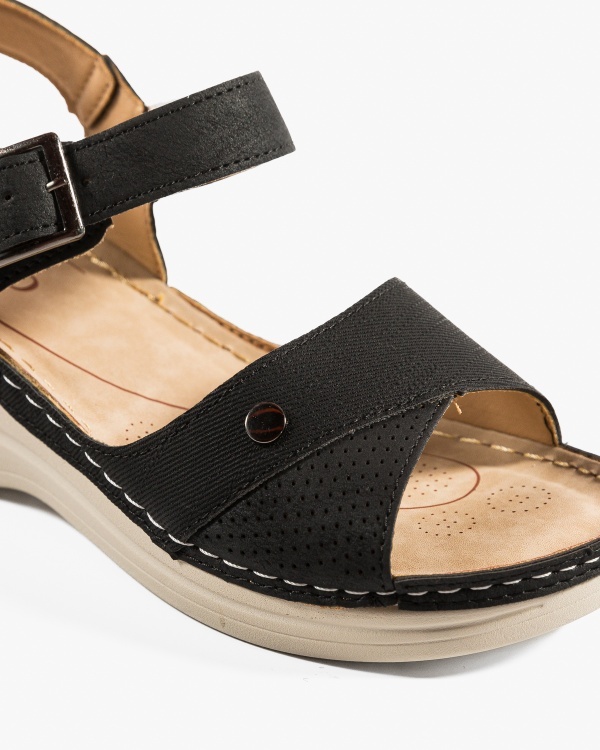 Sandale dama cu platforma Negre din Piele Ecologica Zugy - Img 5