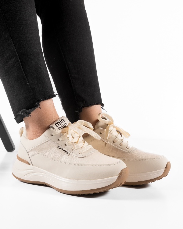 Sneakers dama Bej din Piele Ecologica Picuu - Img 2
