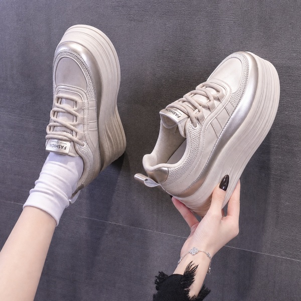 Sneakers dama cu platforma Aurii din piele Ecologica Plze - Img 2