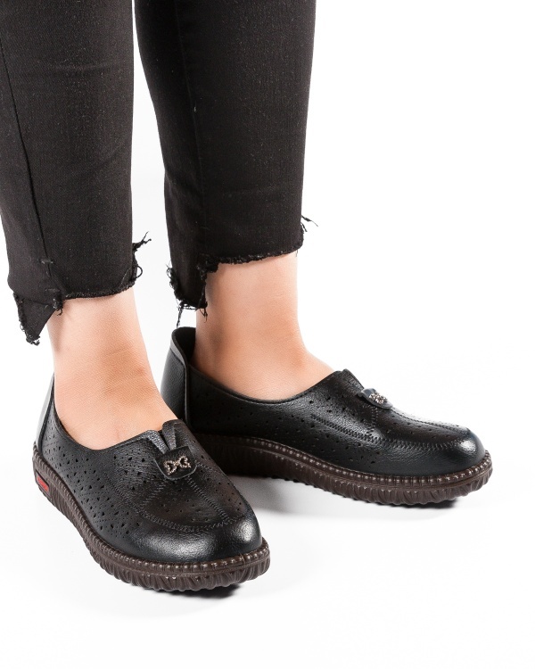 Pantofi dama casual Negri din Piele Ecologica Dzan - Img 2