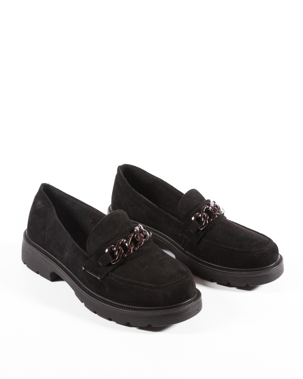 Pantofi dama casual Negri din Piele intorsa Ecologica Qina - Img 5