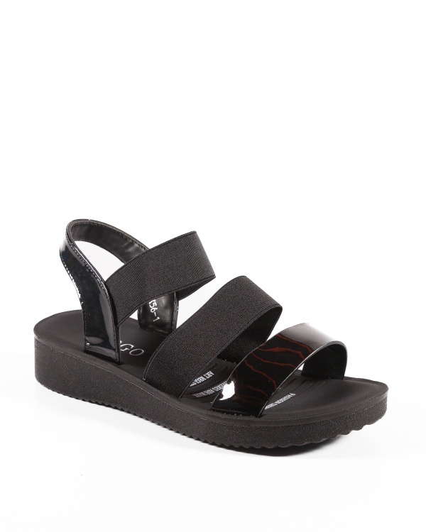 Sandale dama Negre lucioase din Material elastic Yiu - Img 6