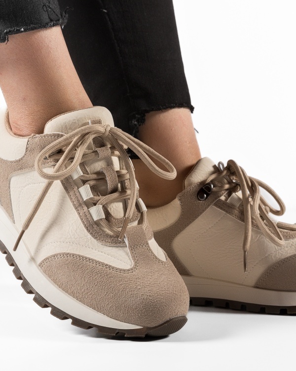 Sneakers dama Bej din Piele Ecologica Pkki - Img 3