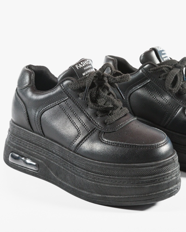 Sneakers dama cu platforma Negri din Piele Ecologica Pac - Img 6