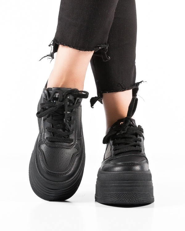 Sneakers dama cu platforma Negri din Piele Ecologica Piuu - Img 2