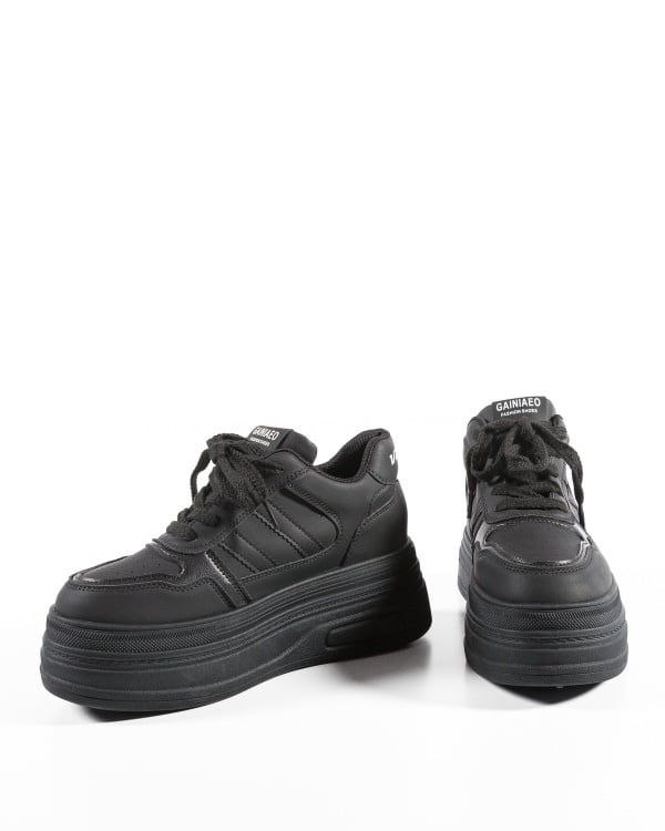 Sneakers dama cu platforma Negri din Piele Ecologica Pmal - Img 6