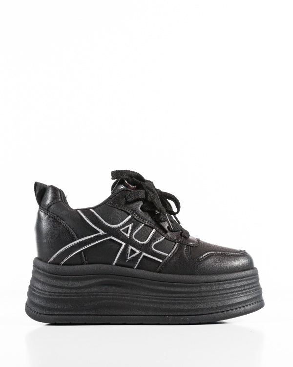 Sneakers dama cu platforma Negri din Piele Ecologica Pma - Img 5