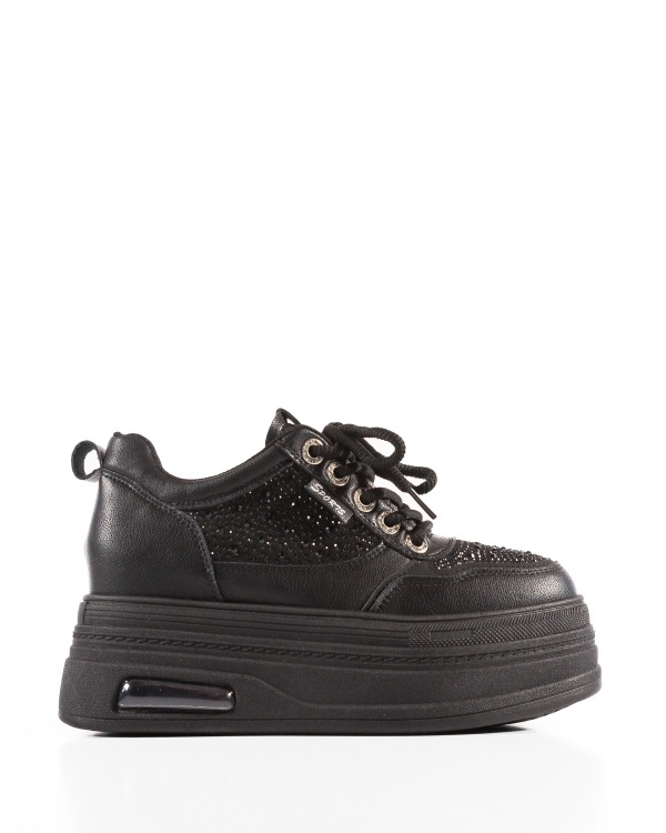 Sneakers dama Negri cu platforma din Piele Ecologica Pio - Img 4