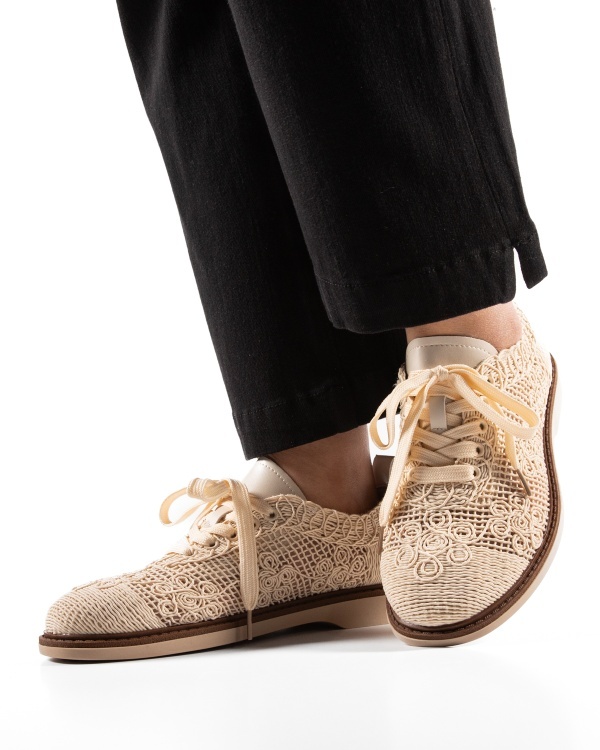 Pantofi dama Bej din Material texil dantelat Ecologic Van - Img 2