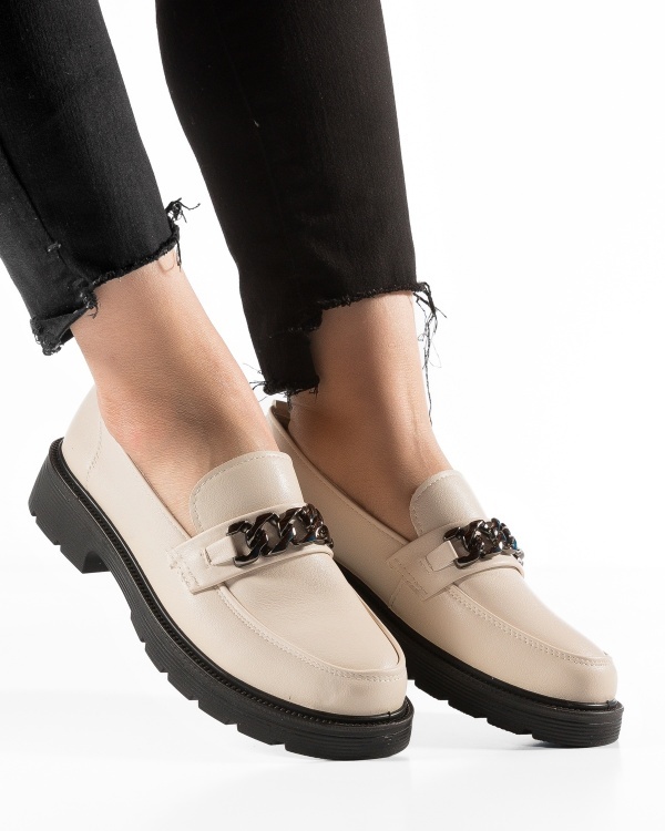Pantofi dama casual Bej din Piele Ecologica Qina - Img 4