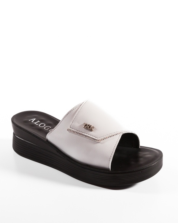 Papuci dama cu platforma Albi din Piele Ecologica Zulu - Img 6