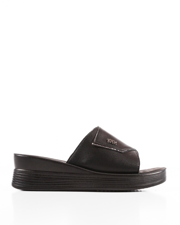 Papuci dama cu platforma Negri din Piele Ecologica Zulu - Img 4