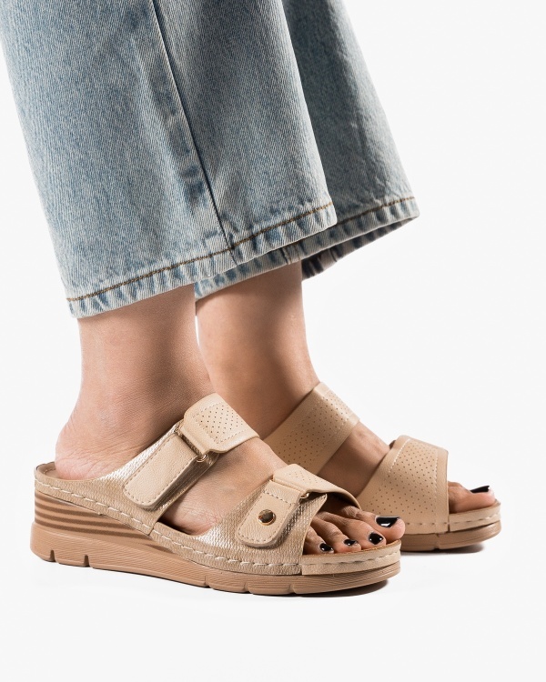 Papuci dama Khaki din Piele Ecologica ELA - Img 2
