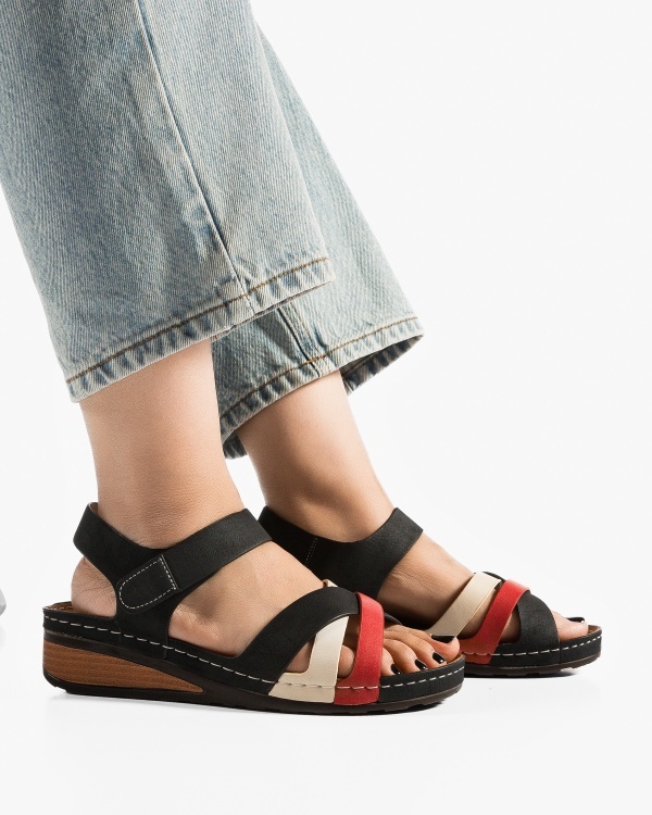 Sandale dama Negre din Piele Ecologica Elo - Img 2