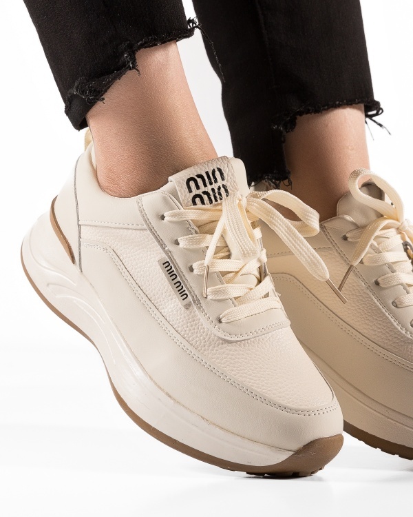 Sneakers dama Bej din Piele Ecologica Picuu - Img 6