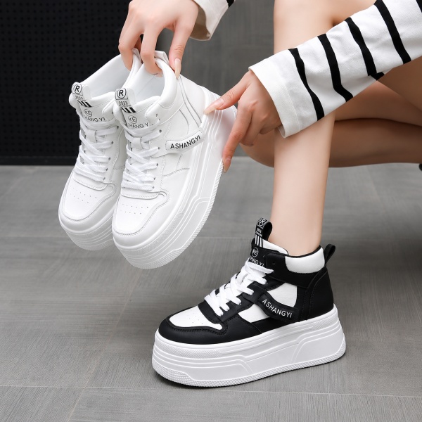 Sneakers dama cu platforma Negri din piele Ecologica Ploo - Img 2