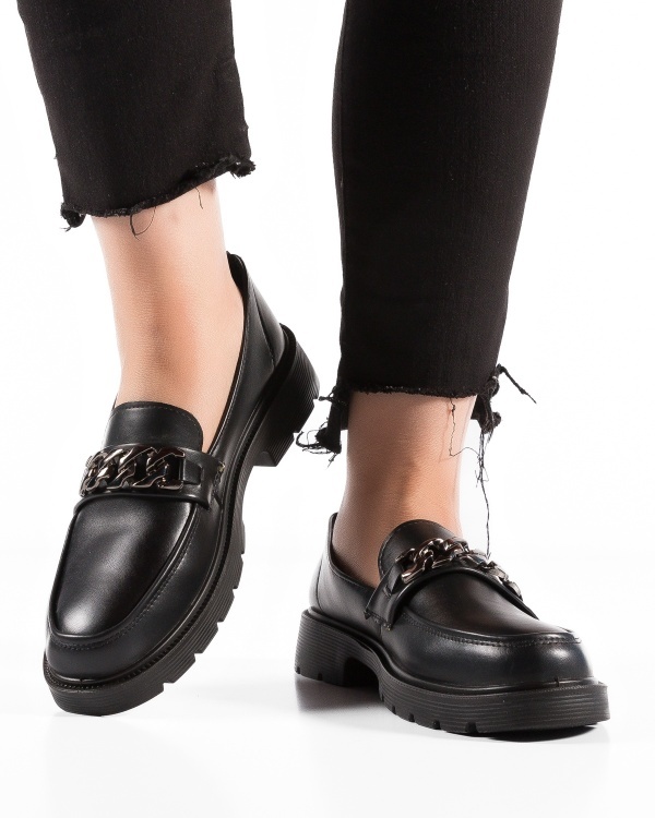 Pantofi dama casual Negri din Piele Ecologica Qina - Img 3